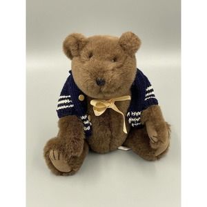Vintage 1994 Nice Stuff 12” Brown Teddy Bear In Blue Sweater Jointed